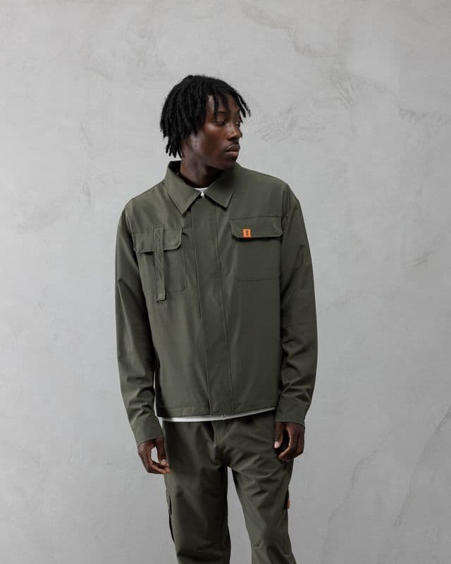 AJ Tech Utility Overshirt, Khaki